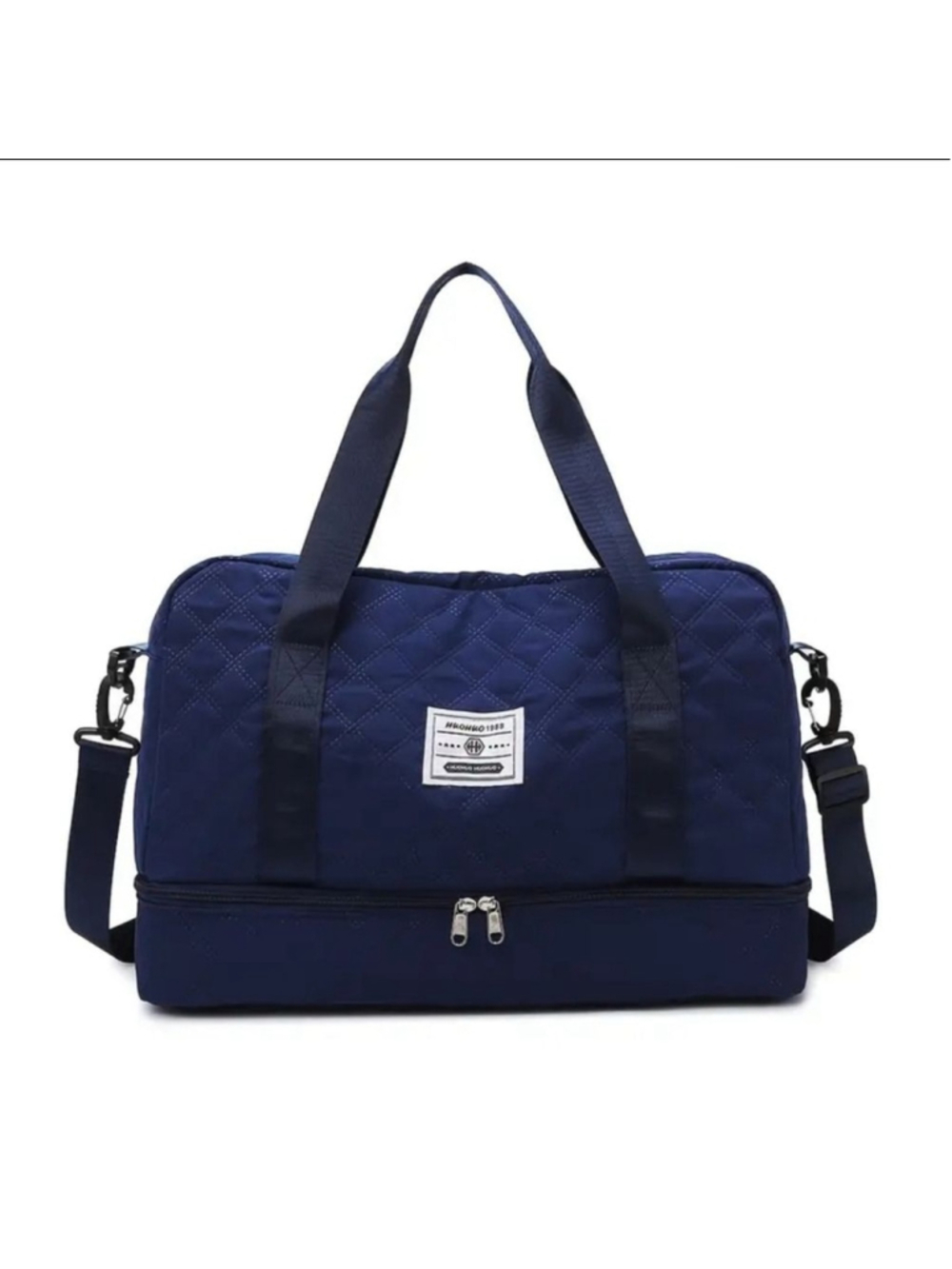 Women's Dark Blue Quilted Duffel Bag